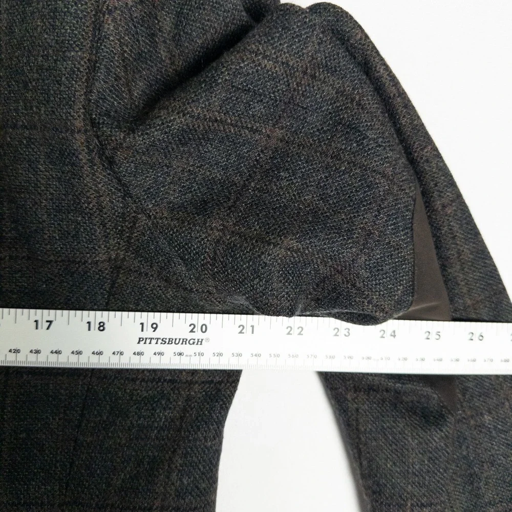 Jos A Bank 1905 Wool Blazer Mens 42R Green Windowpane Plaid Elbow Patch Heritage
